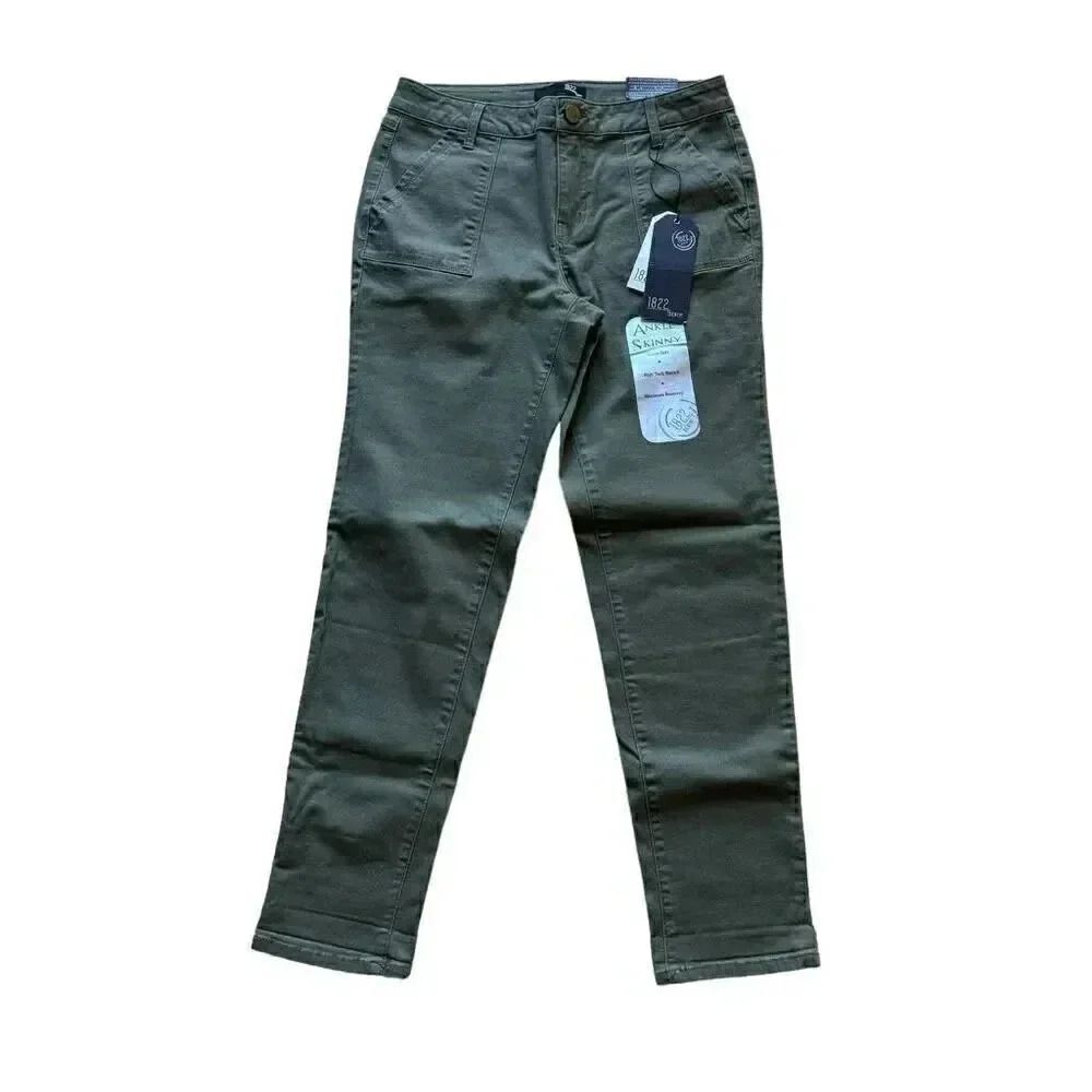 1822 Denim Olive Green Ankle Skinny Cotton Spandex Blend Soft SZ 10 #2193